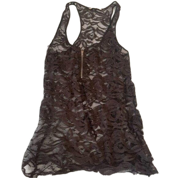 BB Dakota Tops - BB Dakota Black Sheer Lace Medium dressy Shirt
